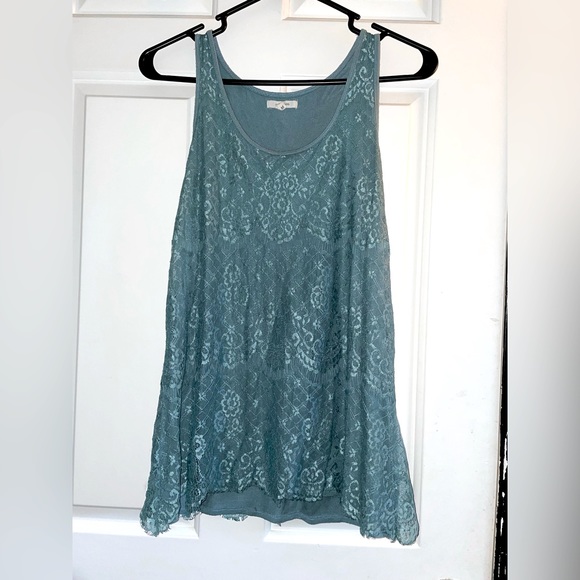 Mermaidcore Blue Lace Tank Top Vintage - Picture 1 of 4